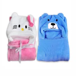 OyO Baby Pink & Blue Set of 2 Cartoon Characters Fleece Heavy Winter 550 GSM Single Bed Blanket-6
