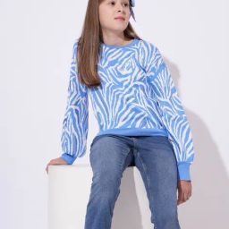 VERO MODA GIRL Girls Blue Embellished Sweater-image-129