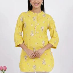 W Yellow Cotton Regular Fit Floral Print Tunic-picture-18