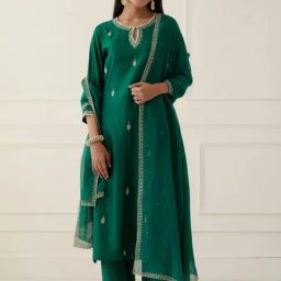 Ikshita Choudhary Green Sanjh Embroidered Kurta-picture-39