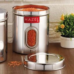 HAZEL Silver Stainless Steel Kitchen Storage Containers With Air Tight Lid - Set of 4-image-50