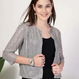 Style Quotient Silver Embellished Shrug-12