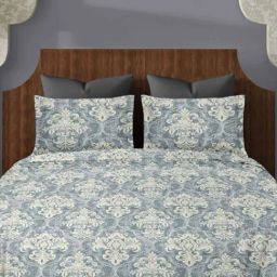 Ariana SORRENTO Pastel Denim Cotton 144 TC Double Size Bedsheet With 2 Pillow Covers-image-84