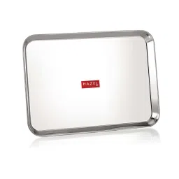 HAZEL Silver Stainless Steel Rectangular Serving Trays - Set of 2 image 1