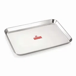 HAZEL Silver Stainless Steel Rectangular Serving Tray - Set of 1 image 2