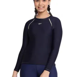 Speedo Kids Navy Solid Full Sleeves Swim Top-image-92