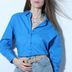 Vero Moda Blue Cotton Regular Fit Shirt-image-83
