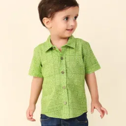Fabindia Kids Green Printed Shirt-picture-16