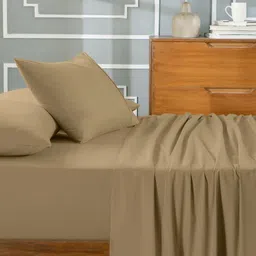 MASPAR 100% Cotton Solid Double Bed Bedsheet with 2 Pillow Case- 228x275CM-image-6