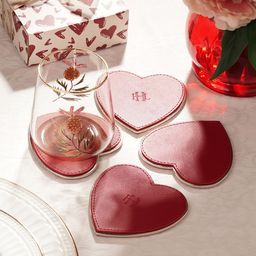 Pure Home and Living 4-Pcs Red Faux Leather Heart Shaped Coasters-picture-34