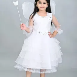 Samjho Fashion Girls Net Fit & Flare Round Neck Dress-51