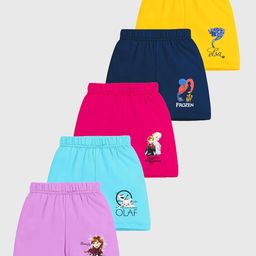 Disney By Miss and Chief Girls Pack of 5 Humour and Comic Printed Frozen Shorts-14