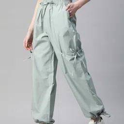 Popnetic Women Loose Fit High-Rise Cotton Cargos Trousers-picture-26