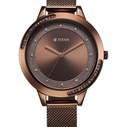 Titan Women Brass Dial & Stainless Steel Bracelet Style Straps Analogue Watch 2764QM01-image-69