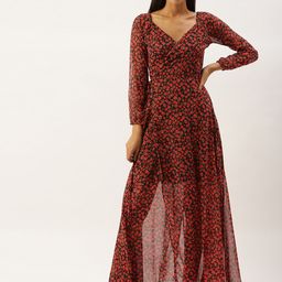 Berrylush Women Black & Red  Printed Maxi Dress-image-68