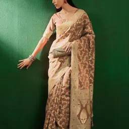 MANVAA Woven Design Zari Silk Blend Banarasi Saree-picture-43