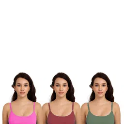 Women Cotton Pink,Maroon,Green Non Padded Non-Wired Lingerie Bra Sport wear Gym Crop Tank Top-24