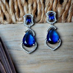 Gemron Jewel Rhodium-Plated American Diamond Contemporary Shapaed Drop Earrings-image-4