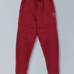 Kiddopanti Placement Printed Track Pants With Pockets - Maroon-picture-27