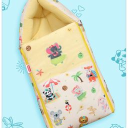 Babyhug Velour Sleeping Bag Beach Elephant Print - Cream-image-20