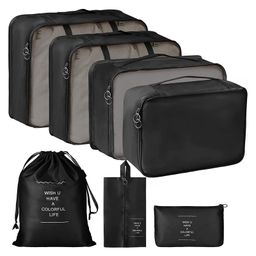 House of Quirk Packing Cubes 7 Pieces Travel Luggage Packing Organizers Set with Toiletry Bag - Black-12
