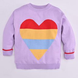 Kookie Kids Full Sleeves Sweater with Heart Design - Purple-image-94