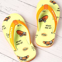 Pine Kids Slip On Flip Flops  with Text Print - Mint & Orange-picture-26