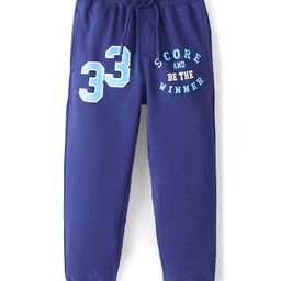 Pine Kids Cotton Blend Knit Full Length Lounge Pant Text Print - Blue-image-51
