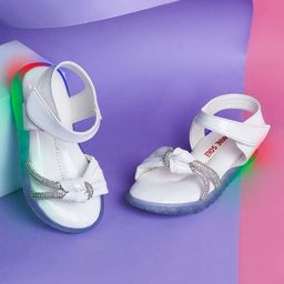 Mine Sole Stones Embellished LED Sandals With Velcro Closure - White-image-66
