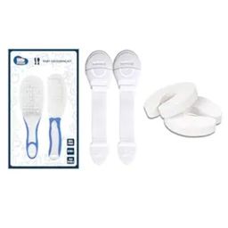 Kids Station Baby Safety Lock. Baby Proofing Finger Pinch Door Guard and Grooming Kit Combo Pack for Kids, Babies & Pet Safety (Multi, 2 Lock White+2 Door Stopper+1 Grooming Kit Blue)-picture-0