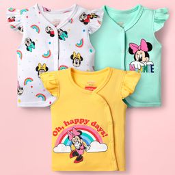 Babyhug Interlock Knit Frill Sleeves Jhablas With Minnie Mouse Graphics Pack Of 3 - Yellow White & Light Green-image-56