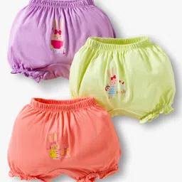 BUMZEE Cotton Bloomers with Animal Print Pack of 3 - Peach Yellow & Lavender-picture-10