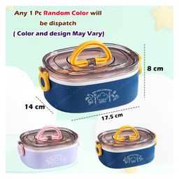 FunBlast Stainless Steel Lunch Box with Fork - Random Color image 3