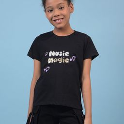 Crimsoune Club Girls Typography Printed Round Neck T-shirt-45