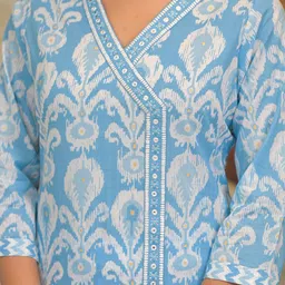 AARDRAA Women Abstract Printed Cotton Kurta with Trousers & Dupatta image 4