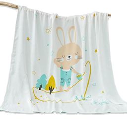 Baby Station Unisex Kids White Summer 350 GSM Single Bed Blanket-image-35