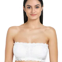 AROUSY White Floral Lace Non-Padded Tube Bra Lace tube Bra_White_30-picture-26