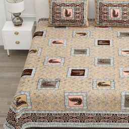 Qfab Yellow Floral 250 TC King Bedsheet with 2 Pillow Covers-image-34