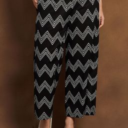 Melange by Lifestyle Women Printed Straight Fit Cotton Parallel Trousers-picture-6