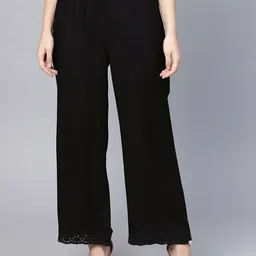 Moda Rapido Women Floral Hem Design Wide Leg Fit Palazzos-image-89
