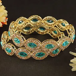 LAVAZZA Set Of 2 Amercian Diamond Studded Kada Bangles-image-61
