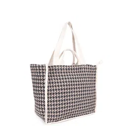 ASTRID Textured Shopper Canvas Tote Bag With Fringed image 4