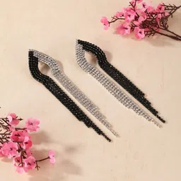 KPOP Silver-Plated Rhinestone Contemporary Drop Earrings-image-66
