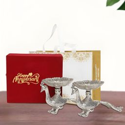 INTERNATIONAL GIFT Silver Plated Peacock Bowl Gift Set-image-85