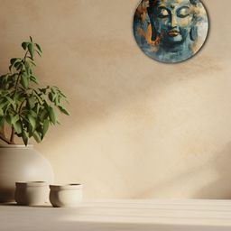 THE QUIRKY HOME Blue & Beige Serene Buddha Printed Ceramic Wall Plate-image-83
