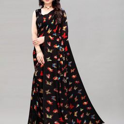 HERE&NOW Floral Poly Georgette Saree-image-89