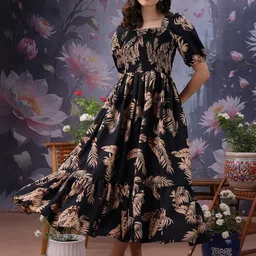 PTVIZE Peter Pan Collar Crepe Fit & Flare Dress-image-2