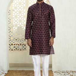KRAFT INDIA Men Floral Printed Regular Kurta with Pyjamas-image-94