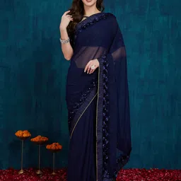 KAVINDI Beads and Stones Pure Georgette Saree-picture-40