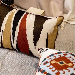 ALCOVE Red & Off White Geometric Rectangle Cushion Cover-29